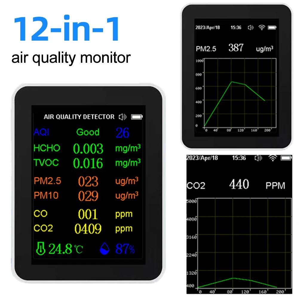 繫 б   ̻ȭź , ÷ ũ,  PM2.5 PM10 CO CO2 TVOC HCHO AQI ׽, 12 in 1